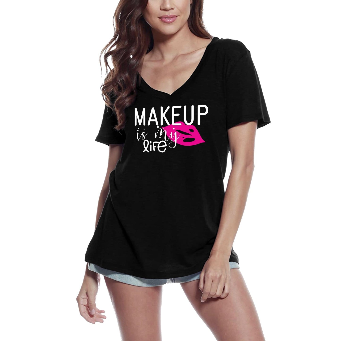 ULTRABASIC Women's Novelty T-Shirt Make Up is My Life - Funny Girl's Quote