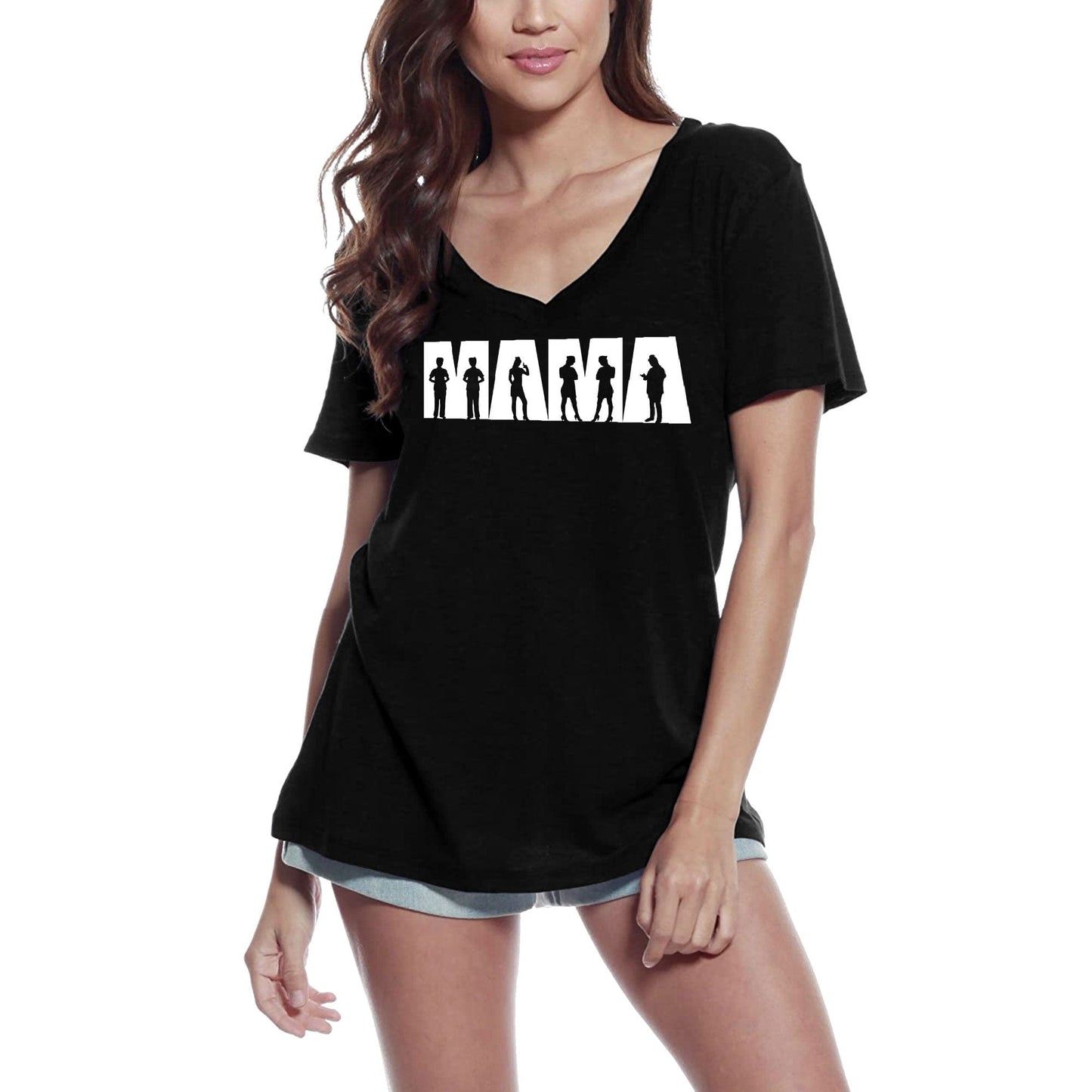 ULTRABASIC T-shirt col en V <span>pour femme</span> Mama In Action - Tee-shirt maman pour les mères