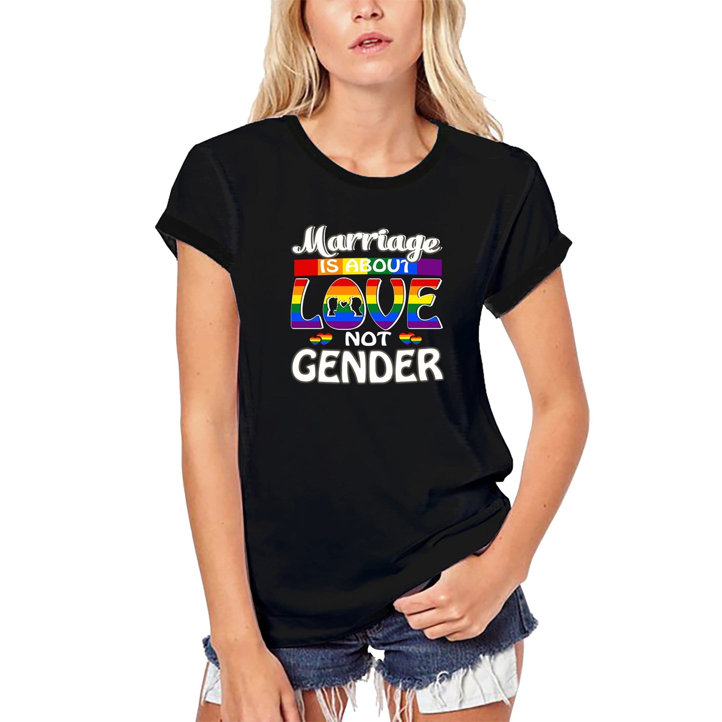 ULTRABASIC Women's Organic T-Shirt Marriage Is About Love Not Gender - Vintage LGBT Flag Tee Shirt