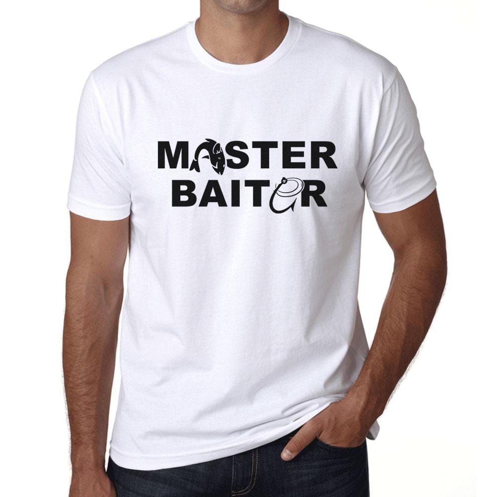 Graphic Men's Master Baitor T-Shirt Black Letter Print White - Ultrabasic