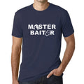 Graphic Men's Master Baitor T-Shirt Black Letter Print French Navy