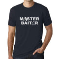 • T-shirt <span>graphique</span> Master Baitor <span>pour hommes,</span> lettre <span>noire</span> imprimée, col rond <span>bleu marine</span>