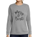 ULTRABASIC – <span>Grafisches</span> <span>Damen-</span> Sweatshirt mit langen Ärmeln „Merry And Bright Christmas“, niedlich <span>bedruckte</span> <span>Weihnachtsgeschenkideen</span> <span>in Graumeliert</span>