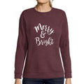 ULTRABASIC – <span>Grafisches</span> <span>Damen-</span> Sweatshirt mit langen Ärmeln „Merry And Bright Christmas“, süß <span>bedruckte</span> <span>Weihnachtsgeschenkideen</span> , Burgunderrot
