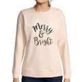 ULTRABASIC – <span>Grafisches</span> <span>Damen-</span> Sweatshirt mit langen Ärmeln „Merry And Bright Christmas“, süß <span>bedruckte</span> <span>Weihnachtsgeschenkideen</span> in cremigem Rosa