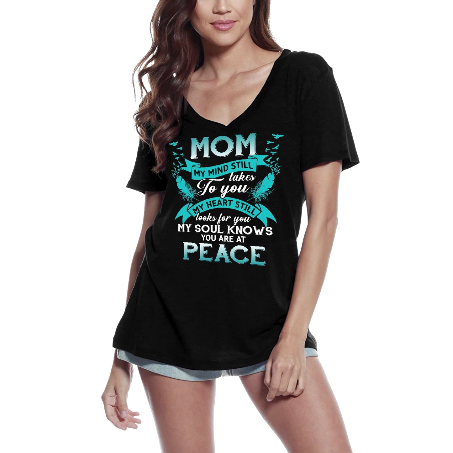 ULTRABASIC Damen T-Shirt Mom My Mind Still Takes to You – Peace Mother T-Shirt