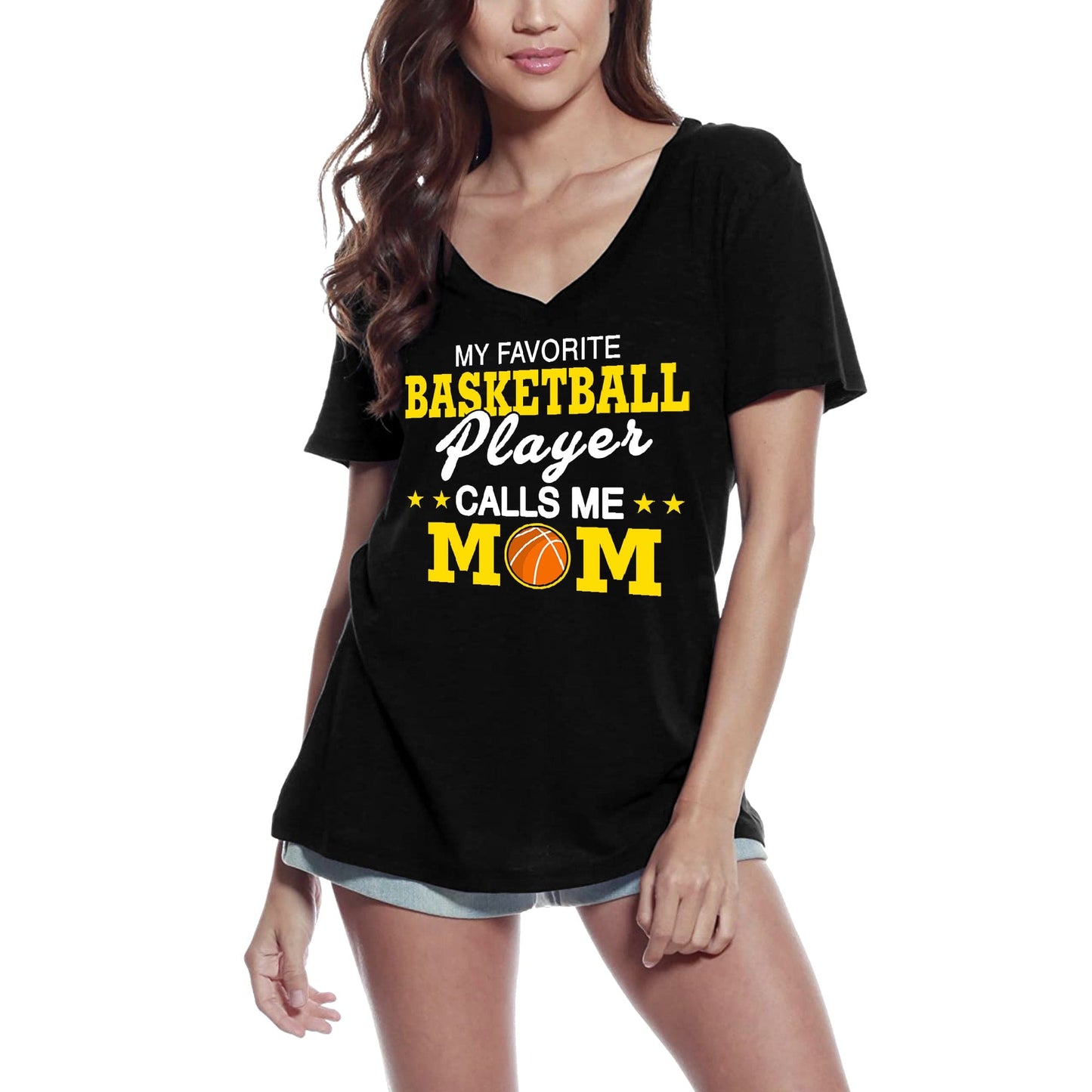 ULTRABASIC T-Shirt Femme Mon Joueur de Basket-Ball Préféré M'appelle Maman - T-Shirt à Manches Courtes Hauts