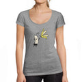 ULTRABASIC - Graphic Women's Peeled Banana Funny Printed Tee Grey Marl