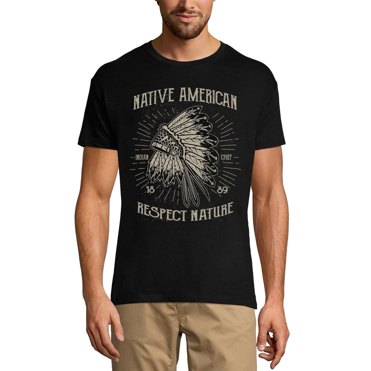 ULTRABASIC Men's T-Shirt Native American Respect Nature - Indian Chief Tee Shirt