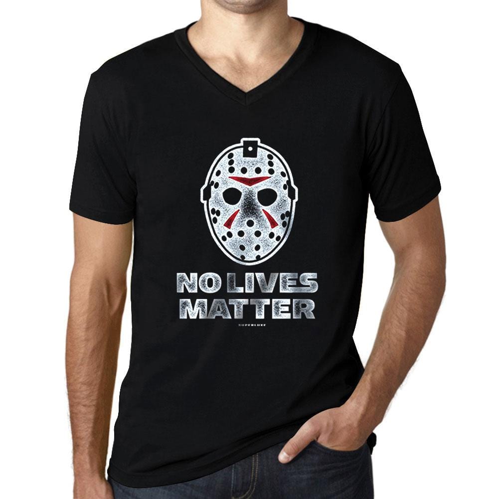 Men’s Graphic V-Neck T-Shirt No Lives Matter Ski Mask T-Shirt Deep Black-fashion-t-shirts-Ultrabasic