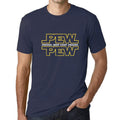 Graphic Men's Pew Pew T-Shirt Lemon Letter Print Tee French Navy