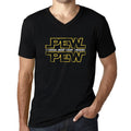 Men's Graphic V-Neck T-Shirt Pew Pew T-Shirt Lemon Letter Print Tee Deep Black