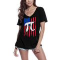 ULTRABASIC Women's V-Neck T-Shirt Pi Number US Flag - Math Lover Teachers Tee Shirt