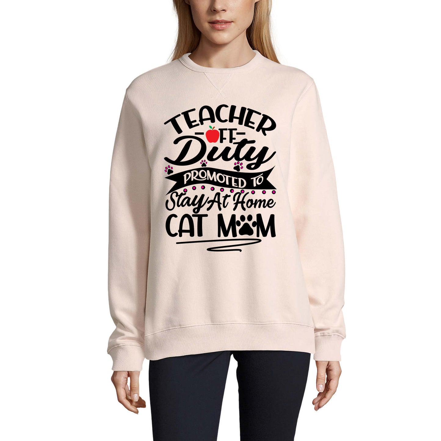 ULTRABASIC Damen Sweatshirt Stay At Home Cat Mom – Katzenpfote – Geschenk für Katzenliebhaber
