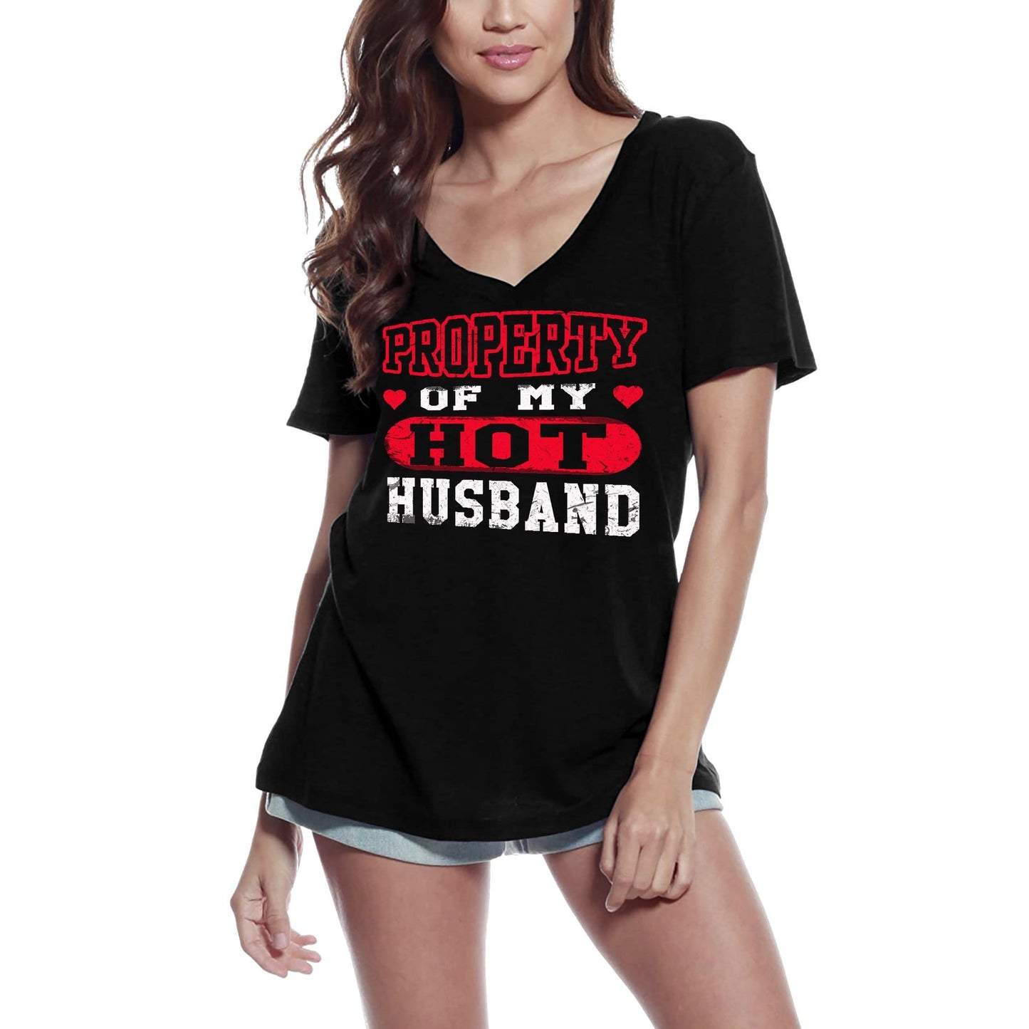 ULTRABASIC Damen-T-Shirt „Property of My Hot Husband – Valentinstag“, kurzärmelige Grafik-T-Shirts