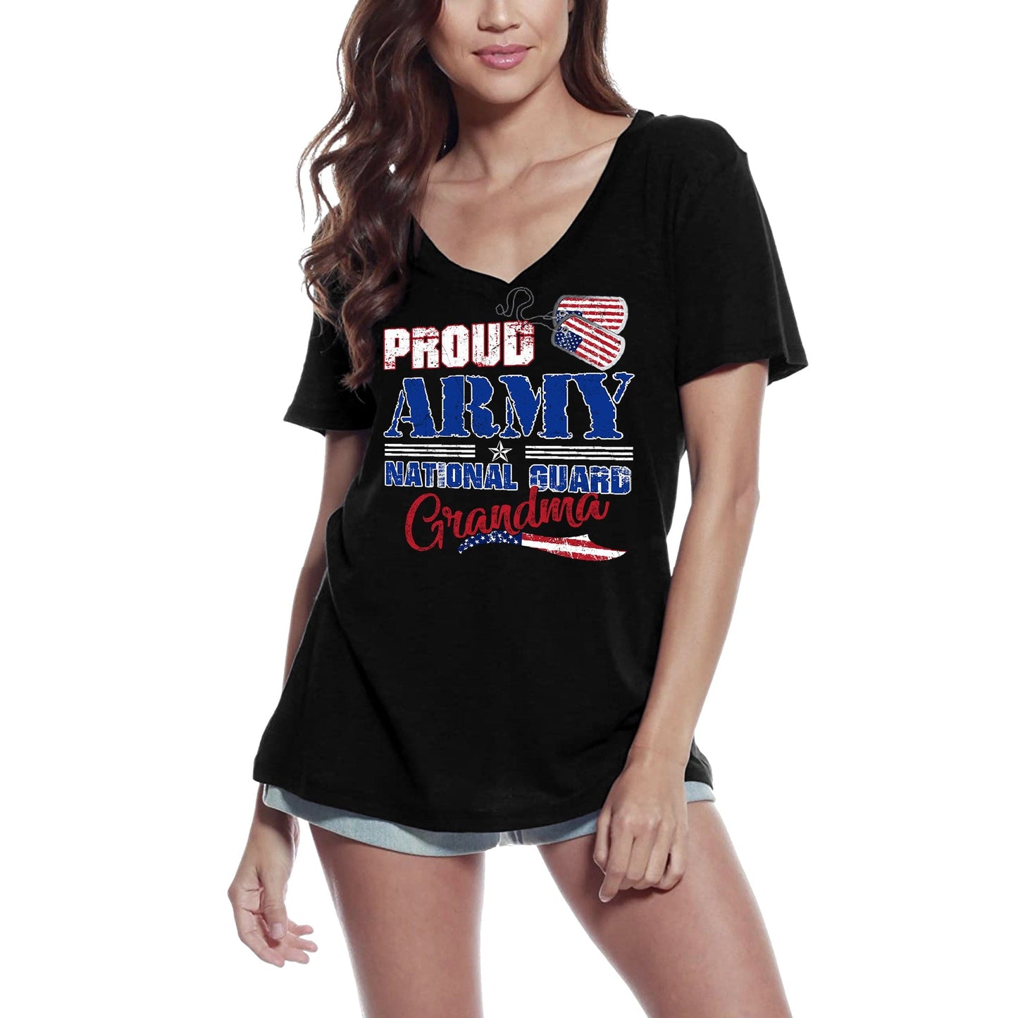 ULTRABASIC Women's T-Shirt Proud Army National Guard Grandma - American Patriotic Mother Tee Shirt