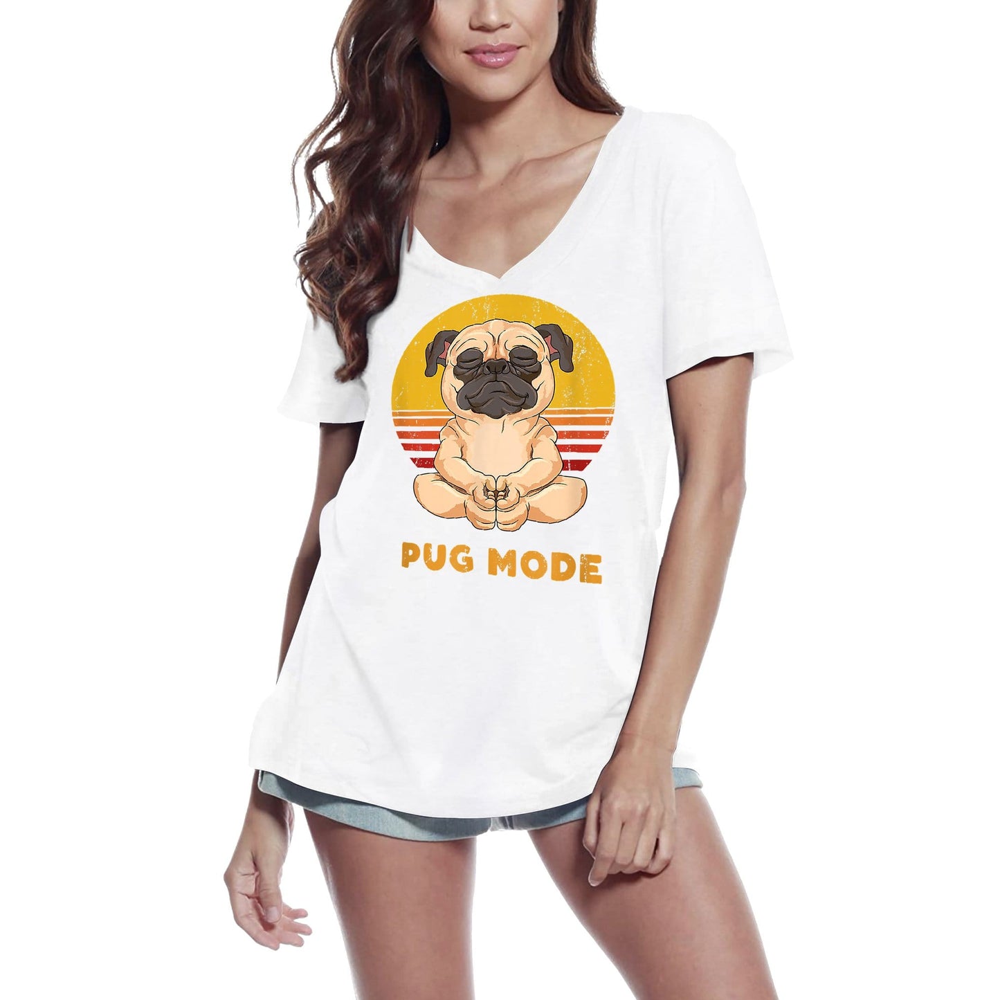 ULTRABASIC T-shirt col en V pour femme Mode Carlin – T-shirt de yoga amusant