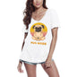 ULTRABASIC Women's V-Neck T-Shirt Pug Mode - Funny Yoga Tee Shirt