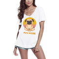 ULTRABASIC T-shirt col en V pour femme Mode Carlin – T-shirt de yoga amusant