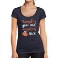 ULTRABASIC - Graphic Women's Pumpkin Spice And Everything Nice T-Shirt Cute Casual Letter Print Tee French Navy