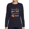 ULTRABASIC - Women's Printed Graphic Sweatshirt Pumpkin Spice And Everything Nice T-Shirt Cute Casual Letter Print Tee French Navy