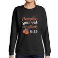 ULTRABASIC - Women's Printed Graphic Sweatshirt Pumpkin Spice And Everything Nice T-Shirt Cute Casual Letter Print Tee Deep Black