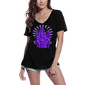 ULTRABASIC Femme Col en V Violet Ganesh Yoga - Yoga Peace Tee Shirt