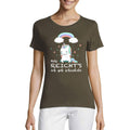 Women’s Short Sleeved T-Shirt Einhorn auf Schaukel Mir reicht`s Ich geh Schaukeln Military Green