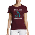 Women’s Short Sleeved T-Shirt Ich Hasse Menschen Einhorn Burgundy