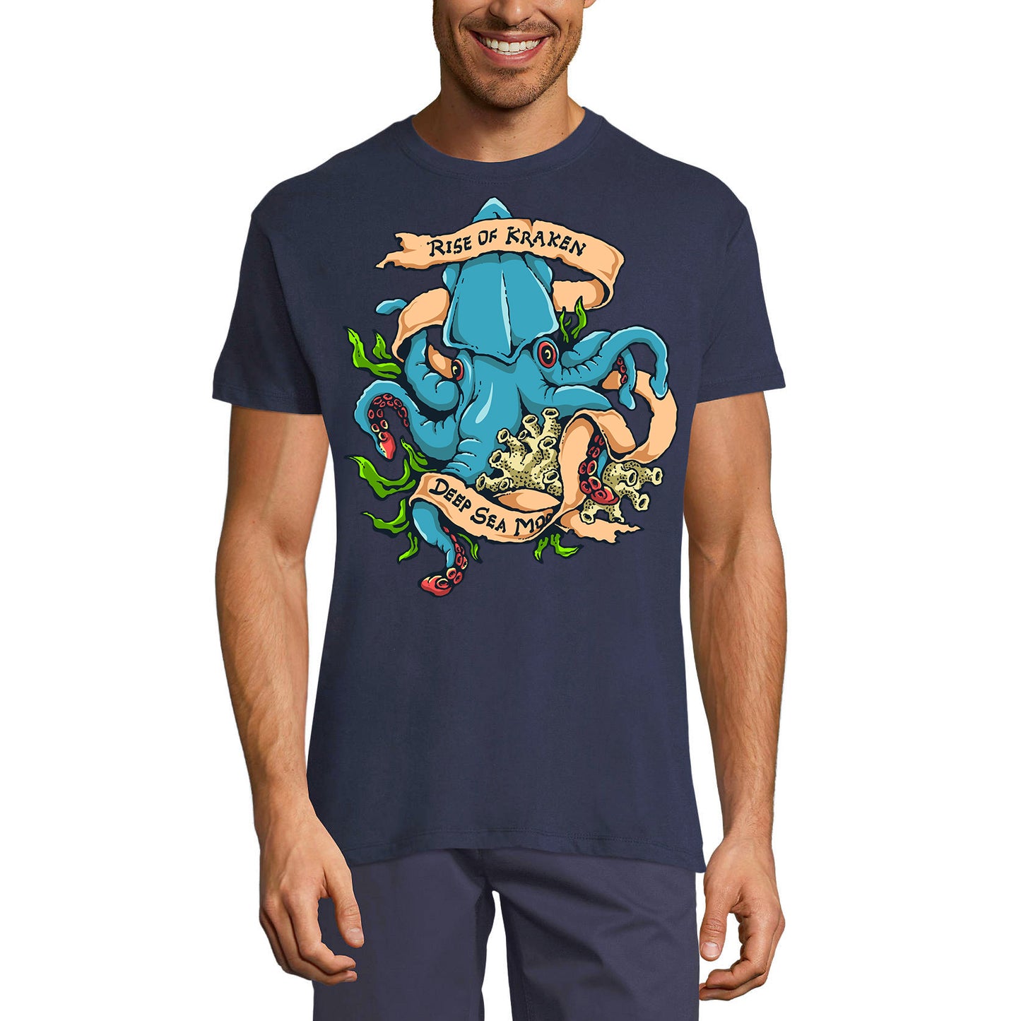 ULTRABASIC Men's Vintage T-Shirt Rise Of Kraken - Octopus Shirt - Graphic Apparel