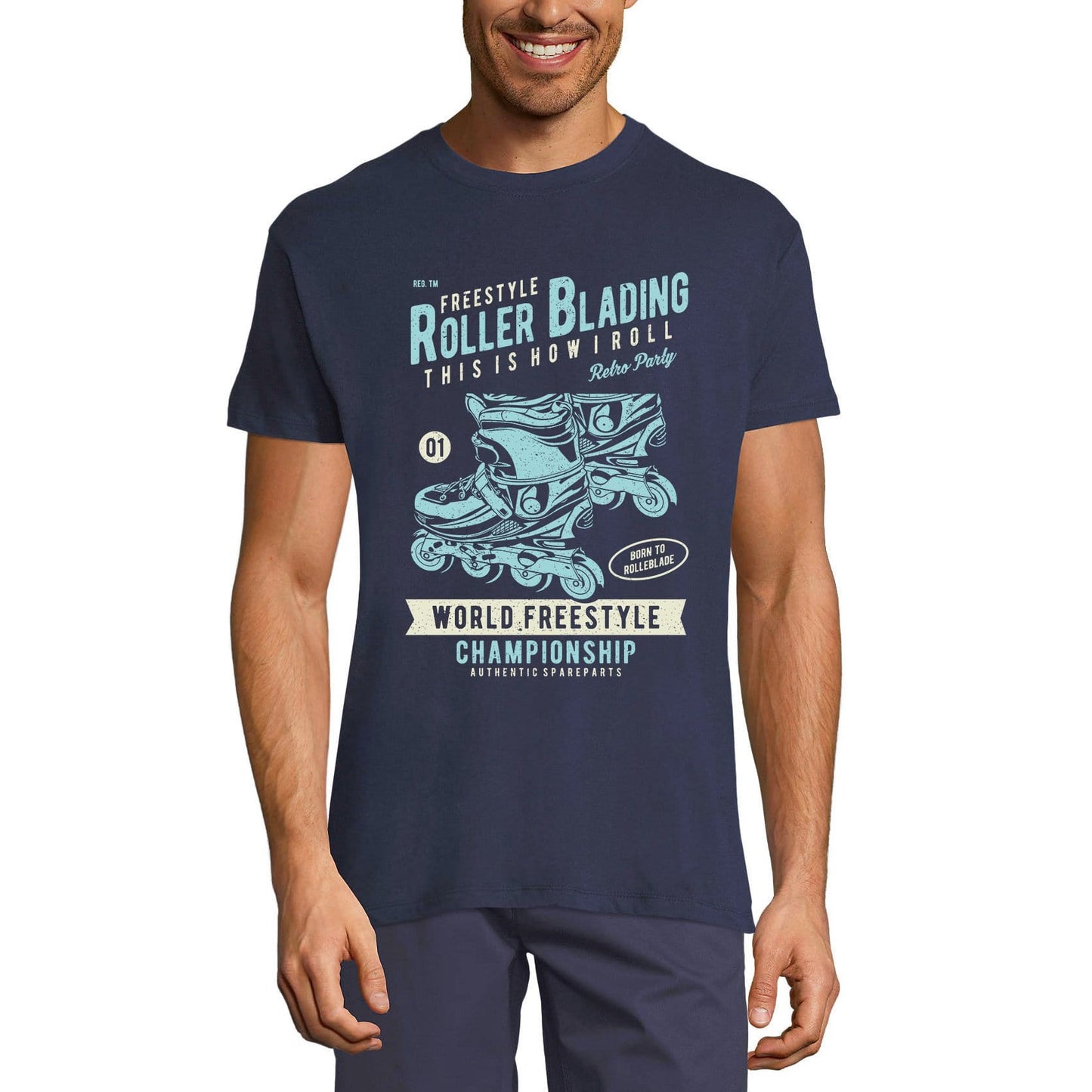 ULTRABASIC Men's T-Shirt Freestyle Roller Blader - Born to Rollerblade Tee Shirt