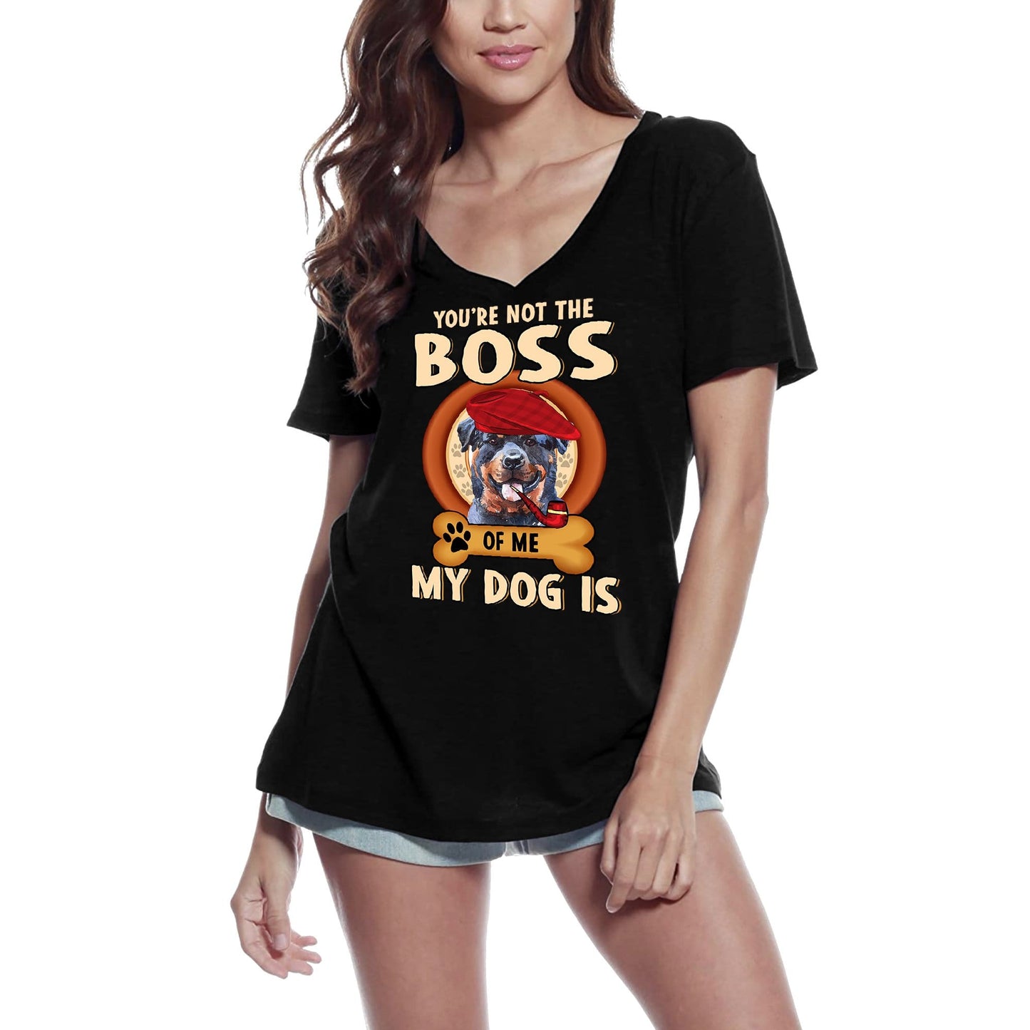 ULTRABASIC Women's T-Shirt Rottweiler Cute Dog Lover - Short Sleeve Tee Shirt Quote Tops