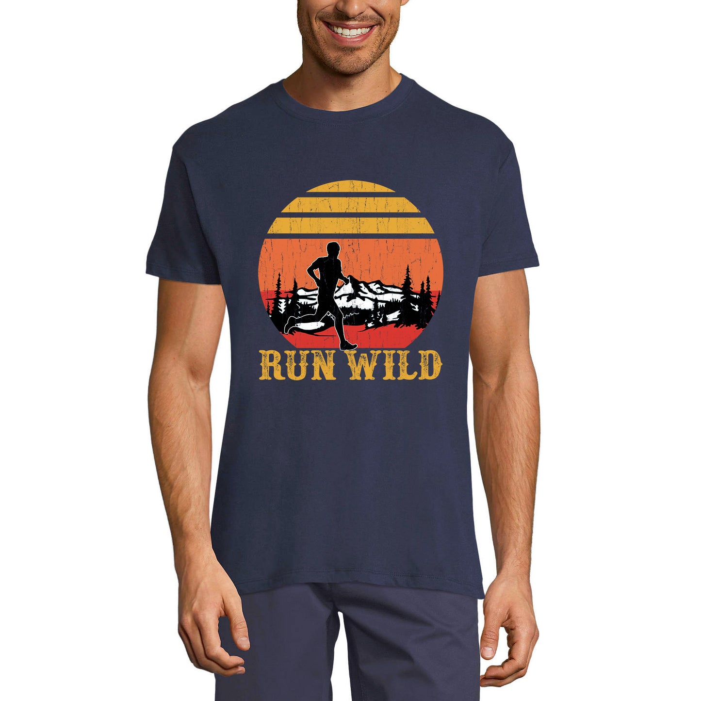 ULTRABASIC Herren-Neuheits-T-Shirt Retro Run Wild Sunset – Läufer-T-Shirt