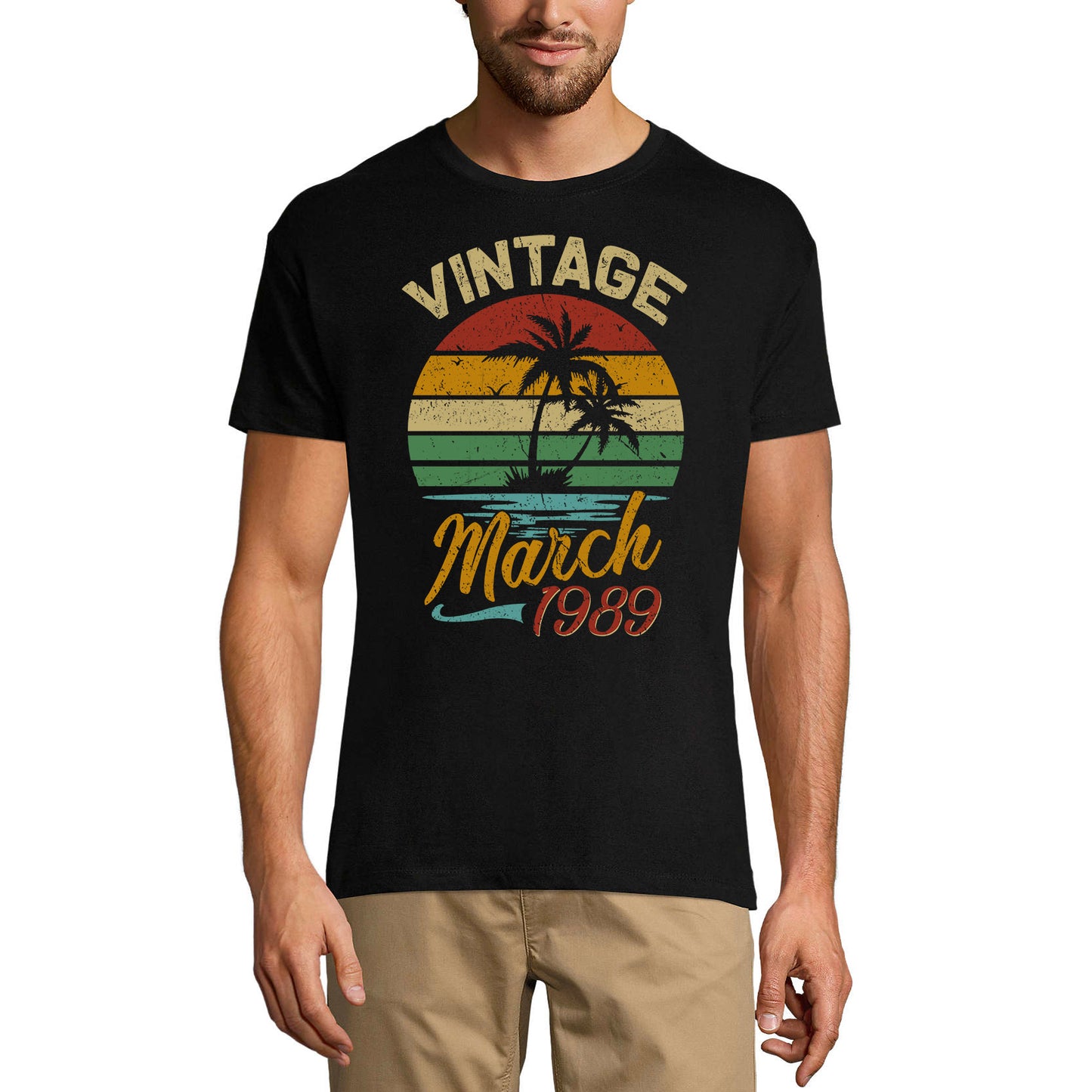 ULTRABASIC Men's T-Shirt Vintage March 1989 - Retro Sunset 32nd Birthday Gift Tee Shirt