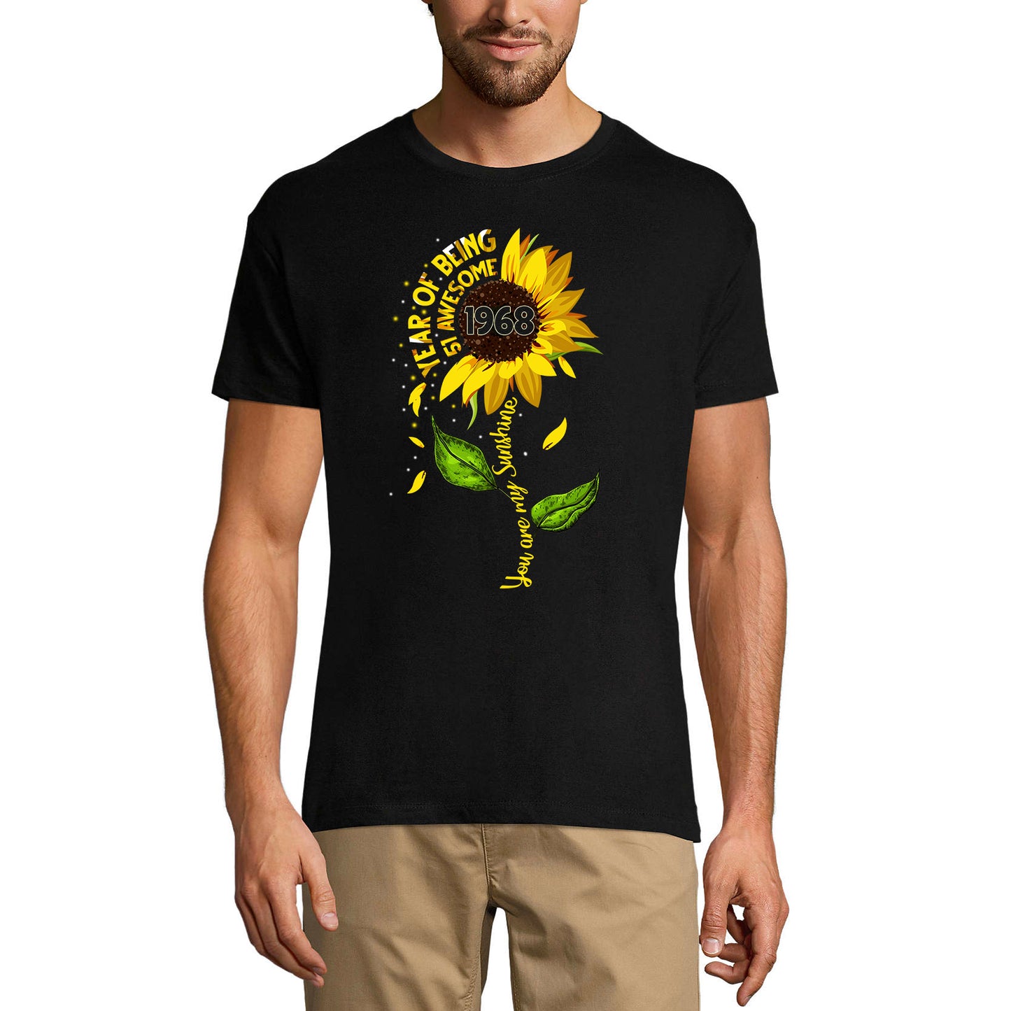 ULTRABASIC Men's T-Shirt Year of Being Awesome 1968 - Sunflower Sunshine 53rd Birthday Gift Tee Shirt
