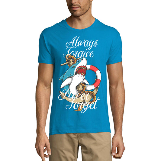 ULTRABASIC Herren-Grafik-T-Shirt Shark And Anchor – Always Forgive Never Forget