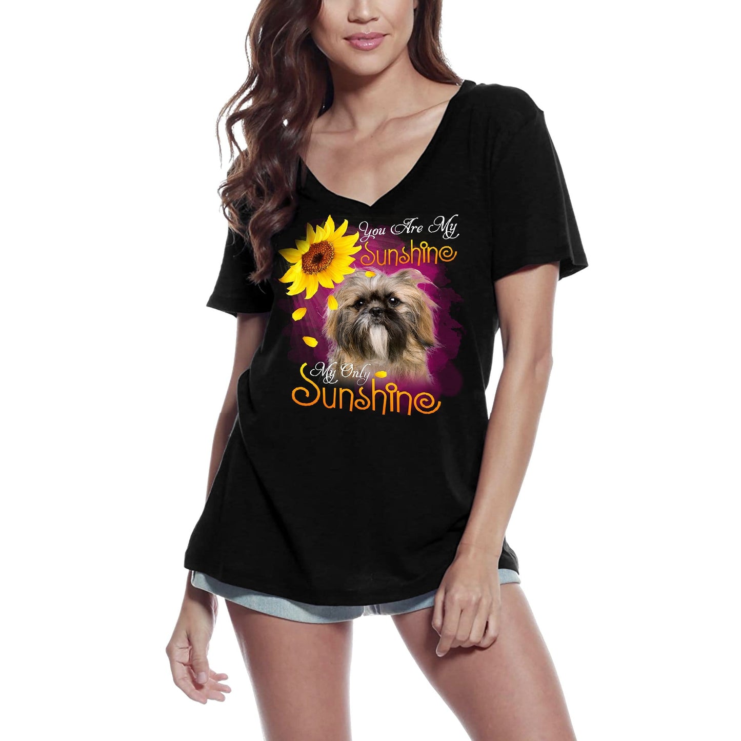 ULTRABASIC Women's V-Neck T-Shirt My Only Sunshine - Siberian Husky