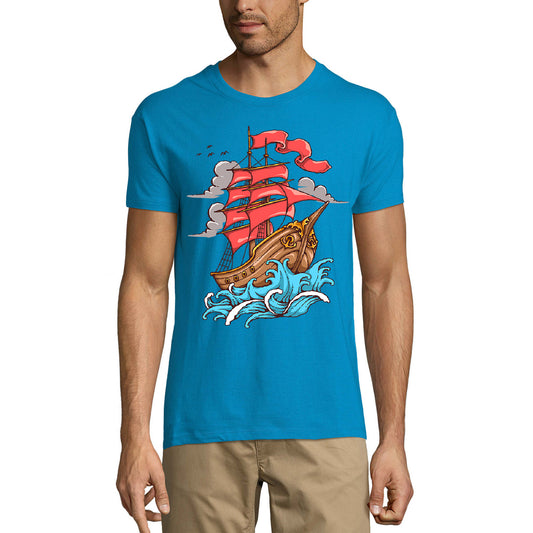 ULTRABASIC Men's Graphic T-Shirt Ship's Sailing On The Sea - Vintage Shirt