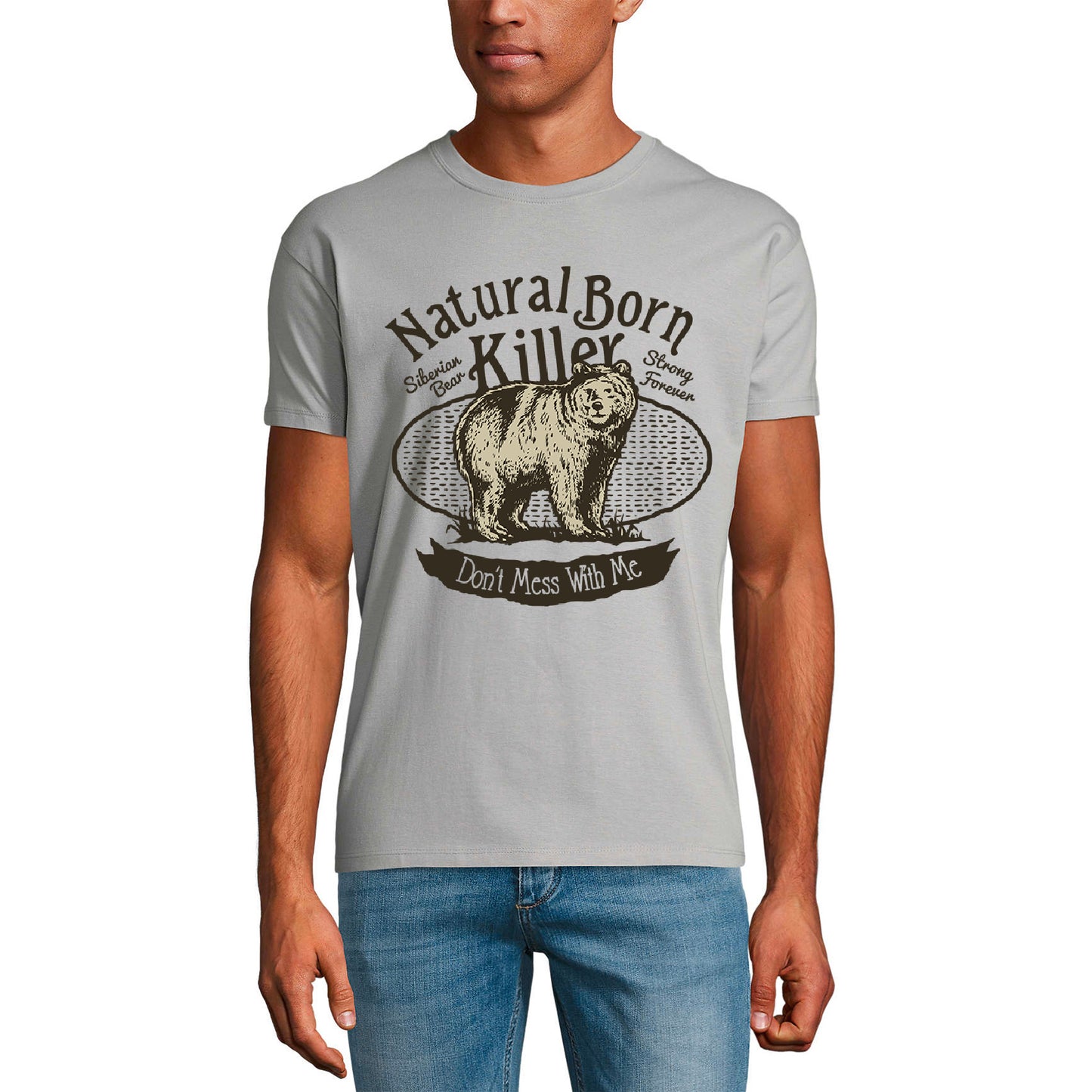 ULTRABASIC Herren-Grafik-T-Shirt Don't Mess With Me – Sibirischer Bär – Vintage-Shirt