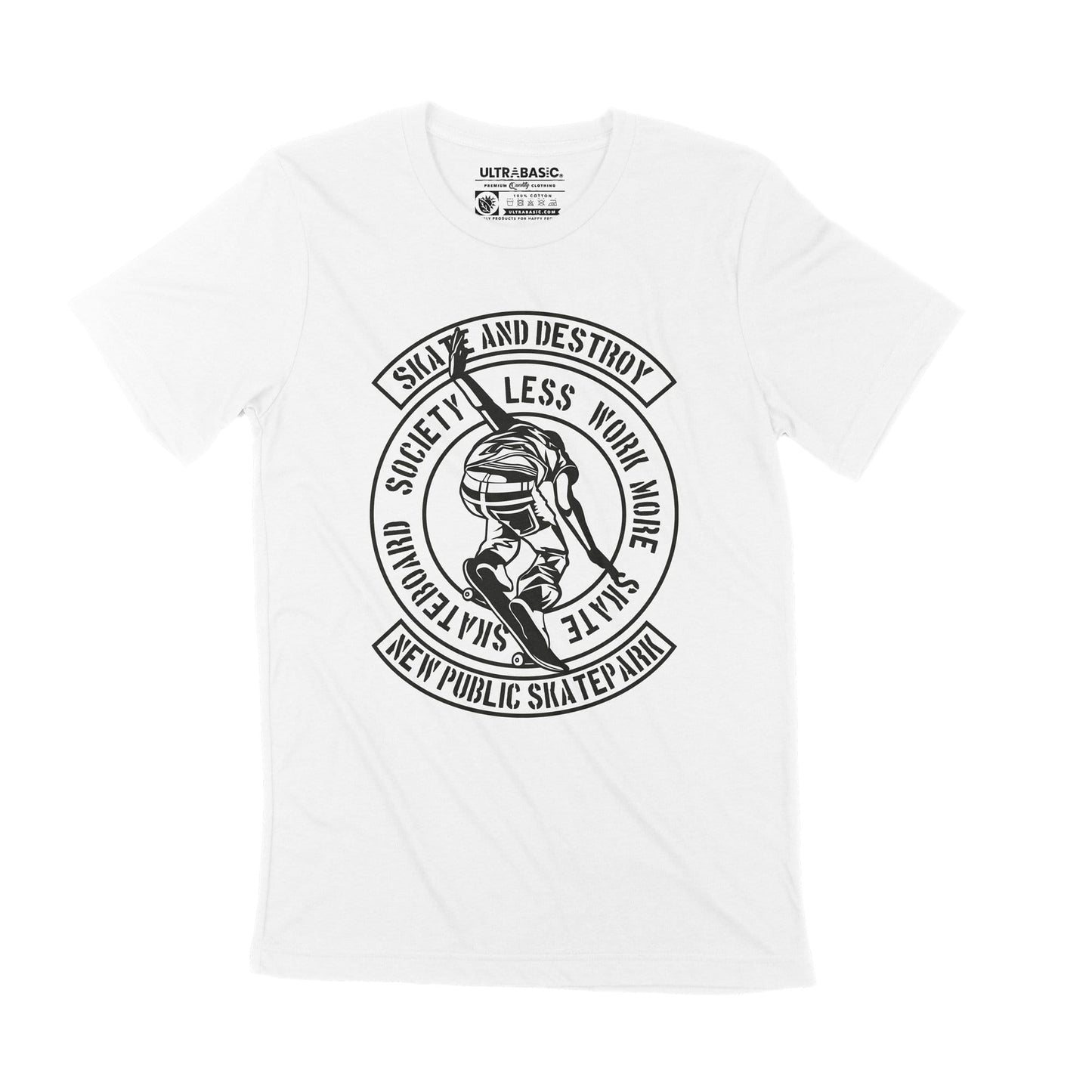 ULTRABASIC Men's Graphic T-Shirt Skate and Destroy - Skateboard Tee Shirt