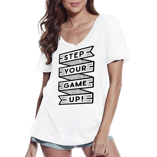ULTRABASIC Women's V-Neck T-Shirt Step your game up - Short Sleeve Tee shirt