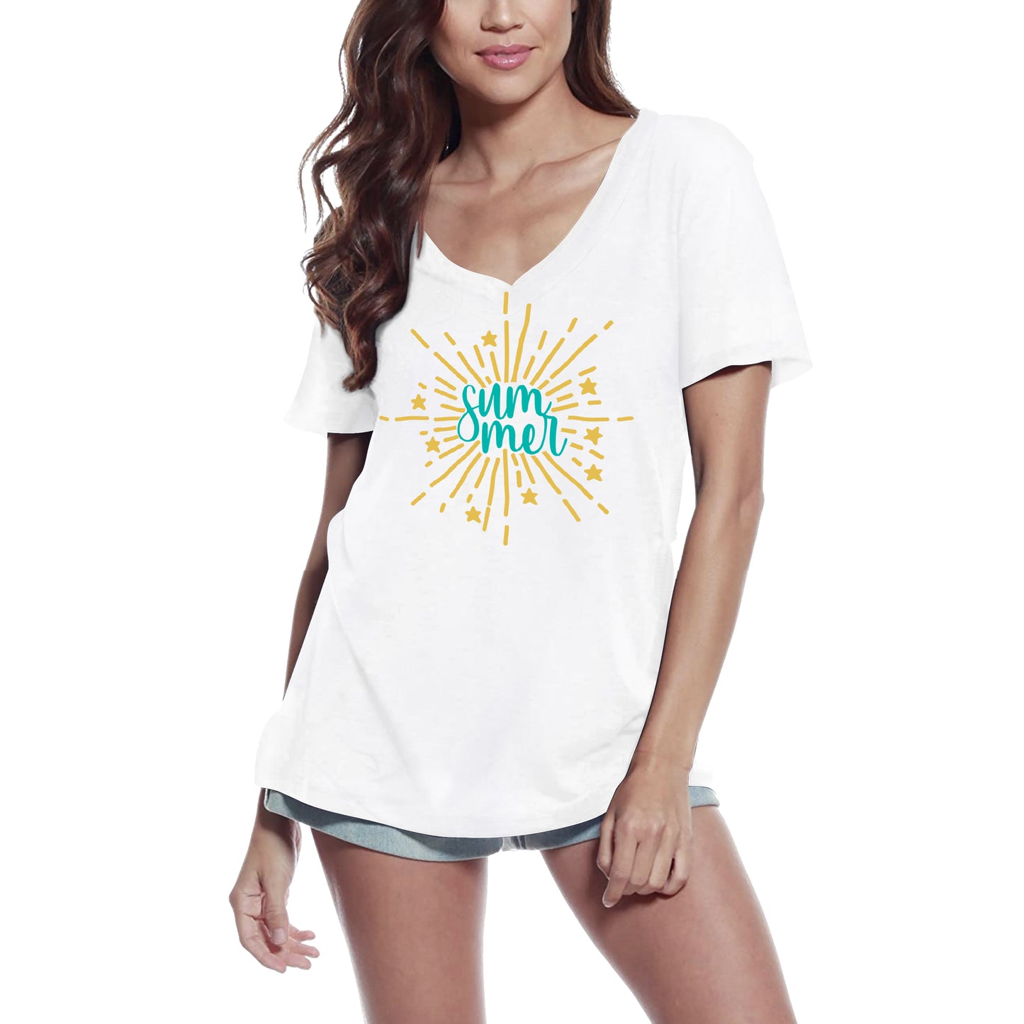 ULTRABASIC Damen T-Shirt Summer Sun – Kurzarm-T-Shirt-Oberteile