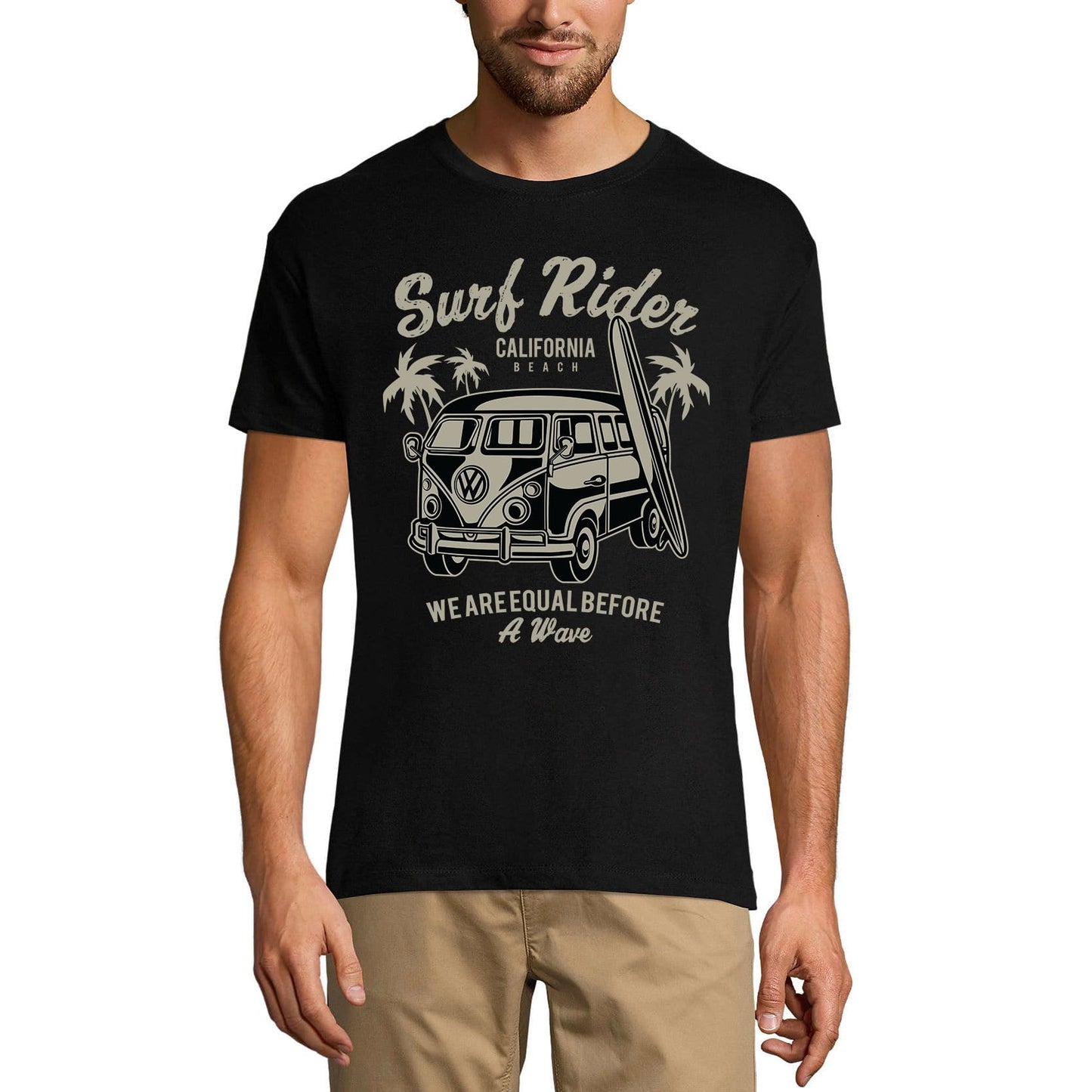 ULTRABASIC Herren-Grafik-T-Shirt Surf Rider California Beach – We Are Equal Before A Wave