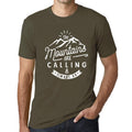 ULTRABASIC - Graphic Printed Men's The Mountains Are Calling And I Must Go Hiking Tee Military Green