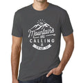 ULTRABASIC - Graphic Printed Men's The Mountains Are Calling And I Must Go Hiking Tee Mouse Grey
