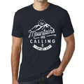 ULTRABASIC - Graphic Printed Men's The Mountains Are Calling And I Must Go Hiking Tee Navy