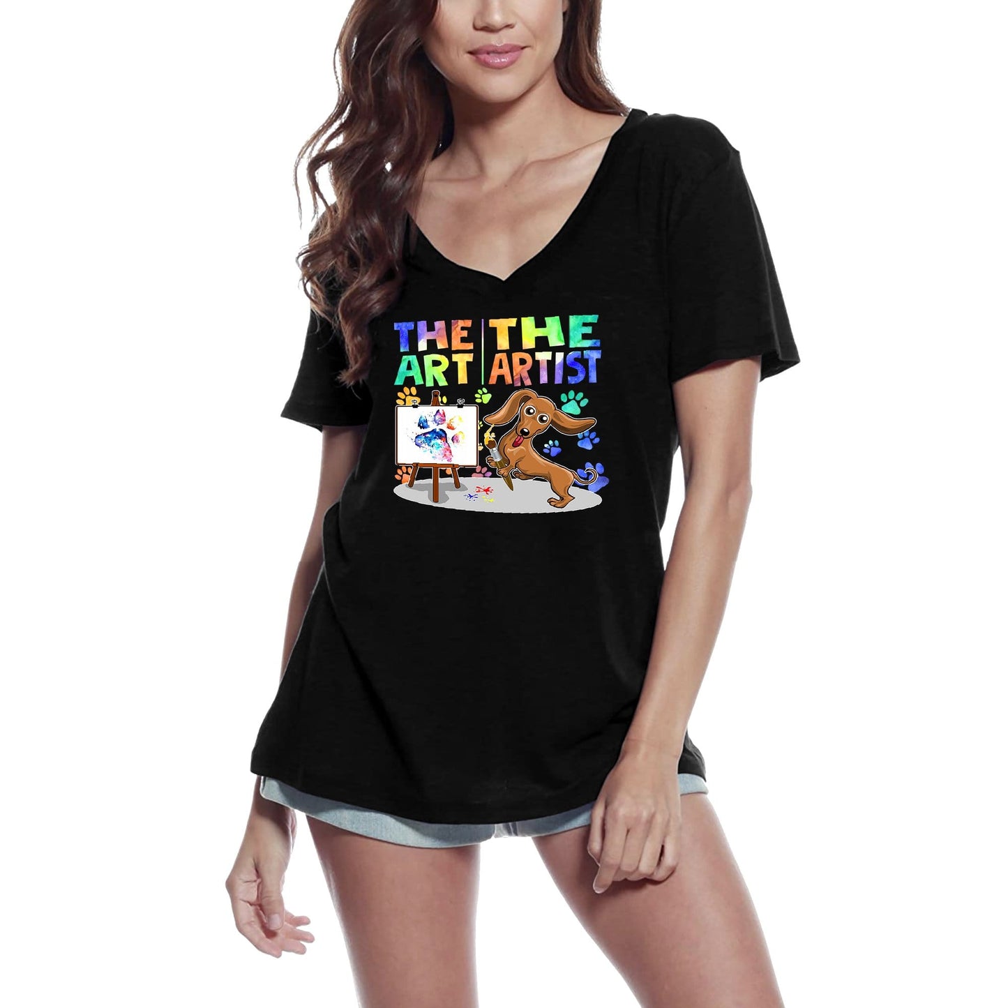 T-Shirt femme ULTRABASIC The Art The Artist - Tee Shirt drôle chien