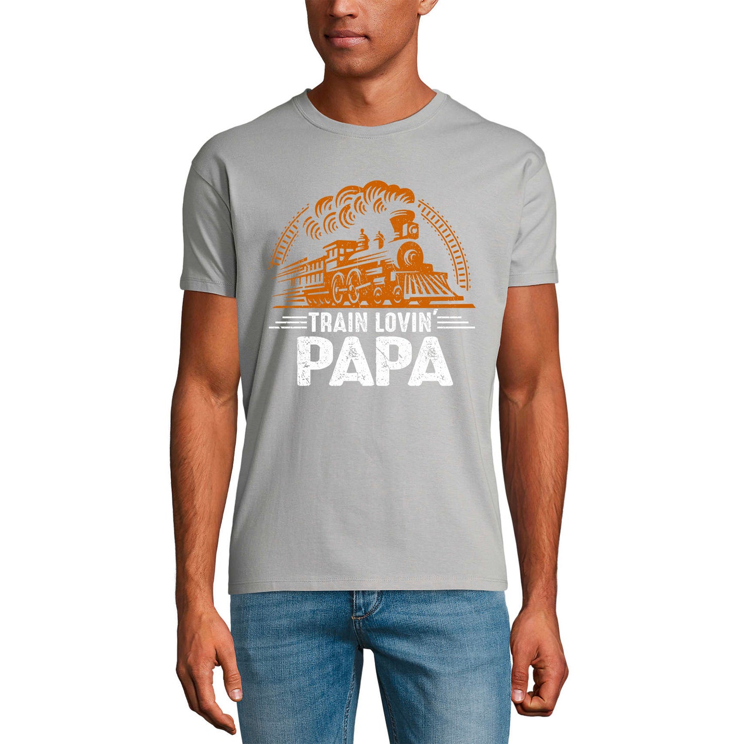 ULTRABASIC Men's Graphic T-Shirt Train Lovin' Papa - Vintage Shirt - Father's Day