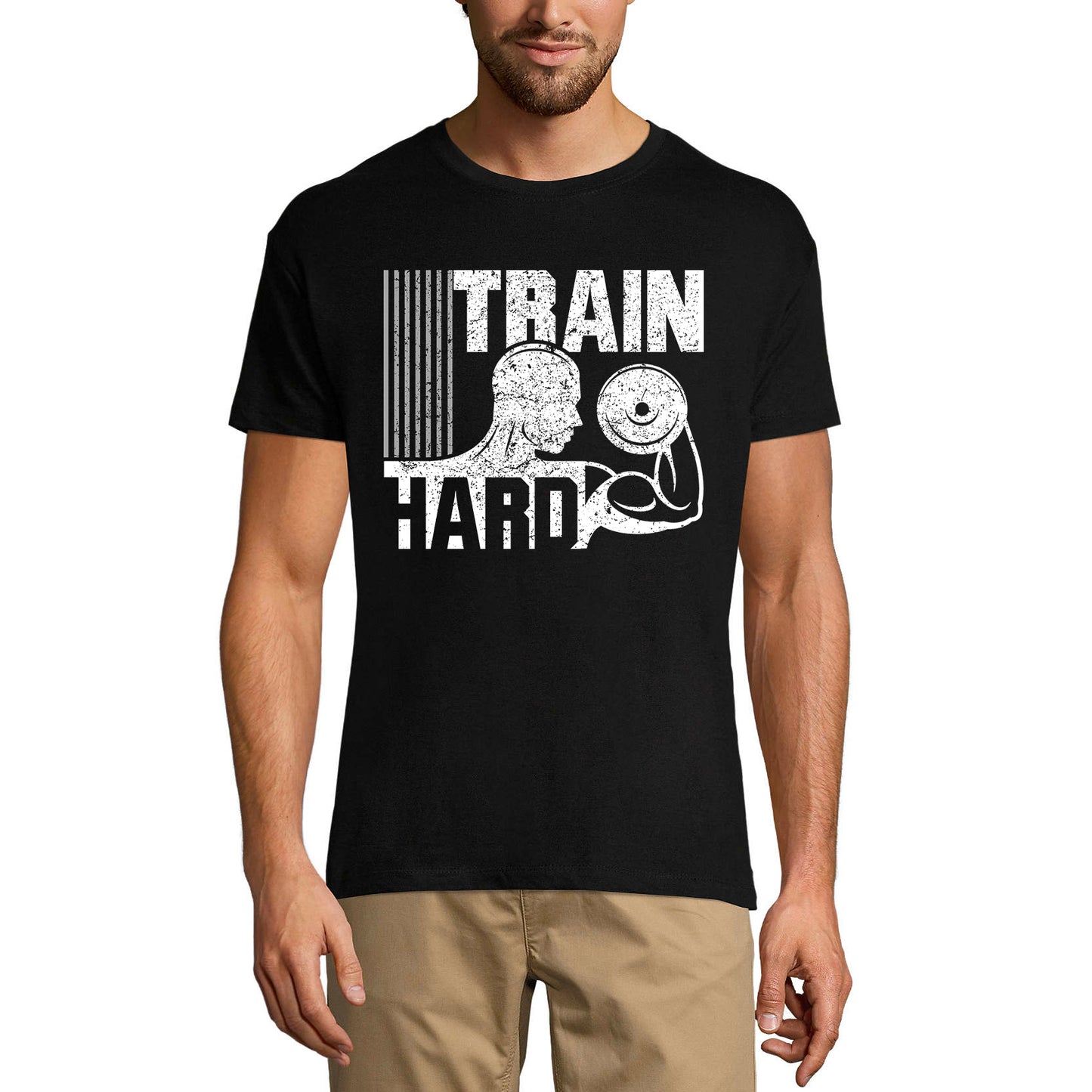 ULTRABASIC T-Shirt de Gym pour Hommes Train Hard - Chemise d'entraînement de Motivation Fitness