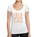 ULTRABASIC - Graphic Women's Trick Or Teach T-Shirt Cute Casual Fall Halloween Tee Tops White